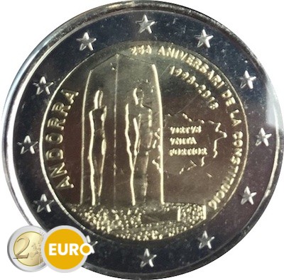 2 euros Andorra 2018 - 25 años Constitución UNC