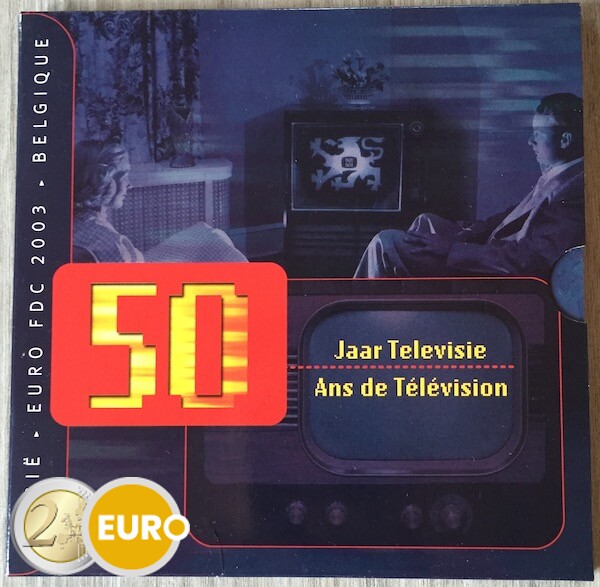 Euro set BU FDC Belgium 2003 50 years Television
