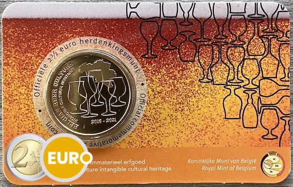2,50 euro Belgie 2021 - Biercultuur 5 jaar erfgoed bier BU FDC Coincard NL