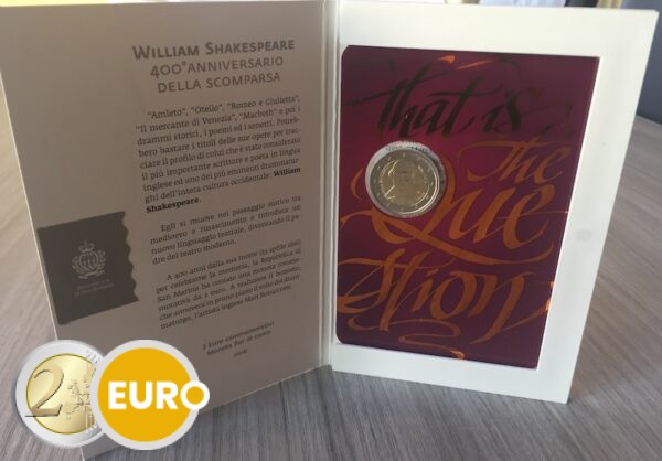 2 euros San Marino 2016 - Shakespeare BU FDC