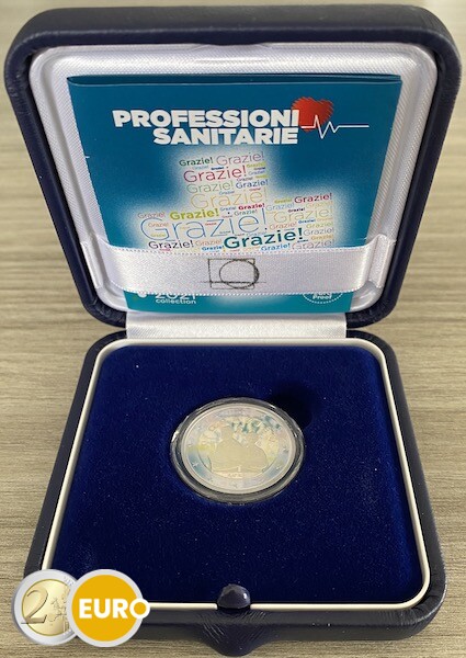 2 euros Italia 2021 - Grazie Profesiones sanitarias BE Proof