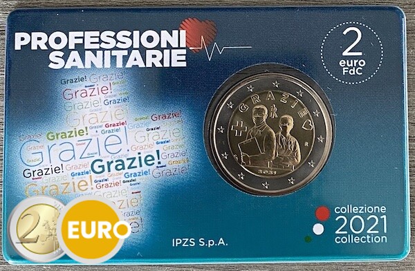 2 euros Italia 2021 - Grazie Profesiones sanitarias BU FDC Coincard