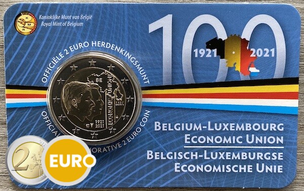 2 euro Belgium 2021 - 100 years BLEU BU FDC Coincard NL
