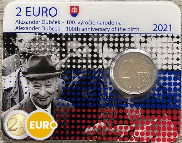 2 euro Slowakei 2021 - Alexander Dubcek Stgl. BU FDC Coincard