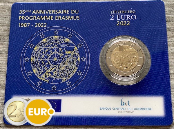 2 Euro Luxemburg 2022 - Erasmus Stgl. Coincard Münzzeichen