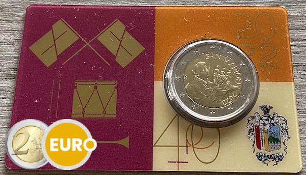 2 euros San Marino 2022 - San Marino BU FDC Coincard Grupo de Abanderados y Músicos