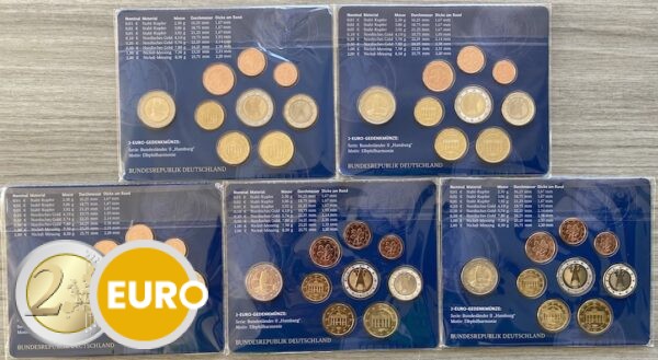 Série euro BU FDC Allemagne 2023 ADFGJ + 2 euros Hambourg