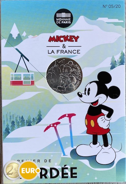 10 Euro Frankreich 2018 - Mickey Skifahrer - in Coincard