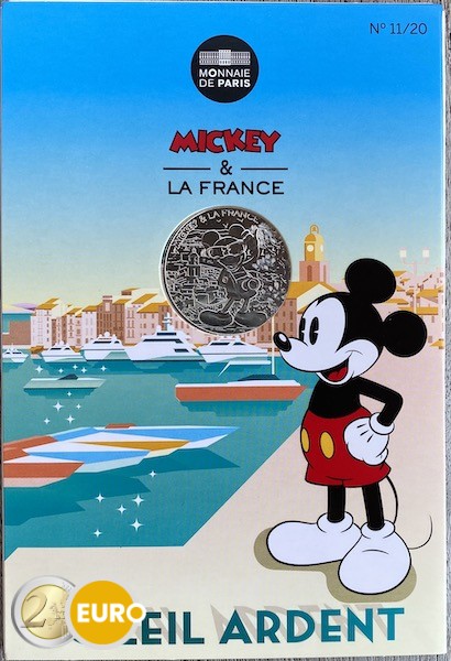 10 Euro Frankreich 2018 - Mickey brennende Sonne - in Coincard
