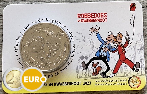 5 euro Belgie 2023 - Robbedoes en Kwabbernoot BU FDC Coincard Reliëf
