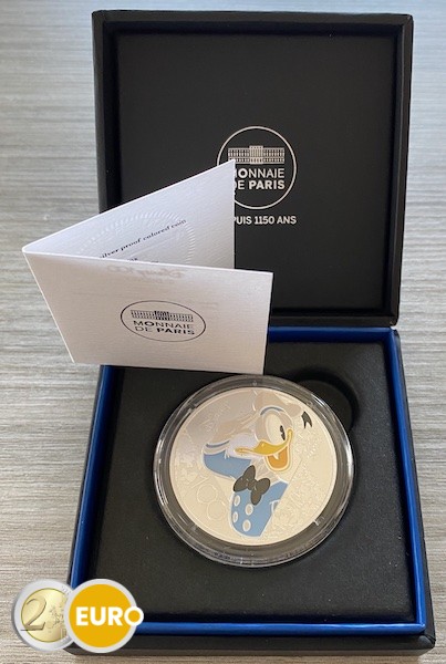 10 euros France 2023 - 100 ans Disney - Donald Duck et Mickey Mouse BE Proof Argent colorisé