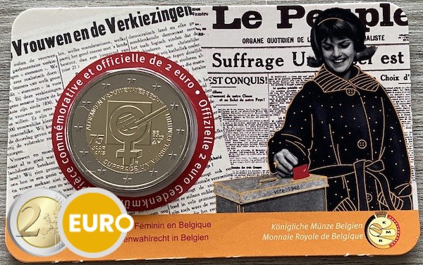 2 Euro Belgien 2023 - 75 Jahre Frauenwahlrecht Stgl. Coincard FR