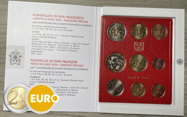 Serie de euro BU FDC Vaticano 2024 + 5 euros Francesco Petrarca