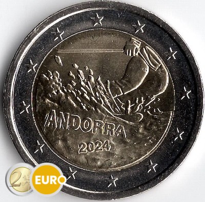 2 euro Andorra 2024 - 100 years of skiing UNC