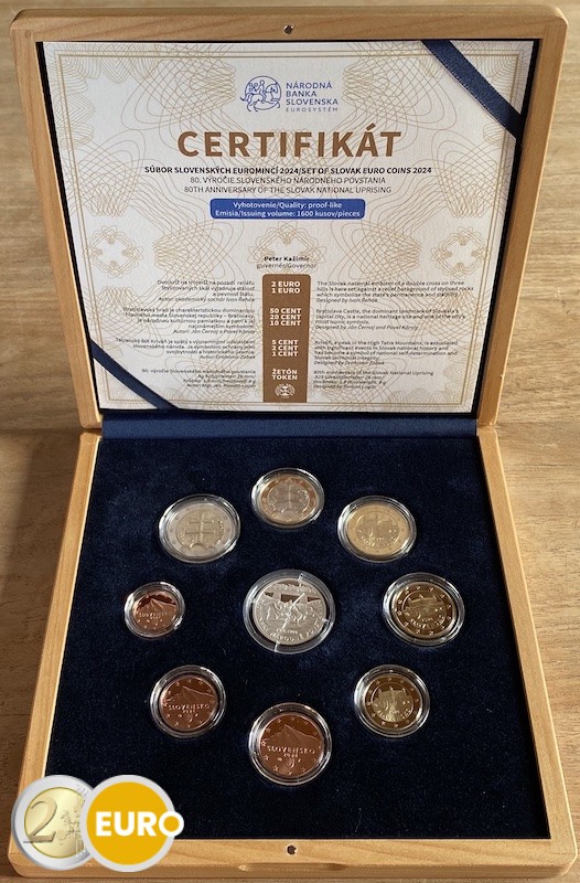 Euro set BE Proof Slowakije 2024 - Slowaakse Nationale Opstand - Houten koffer