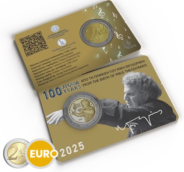 2 Euro Griechenland 2025 - Mikis Theodorakis Stgl. Coincard