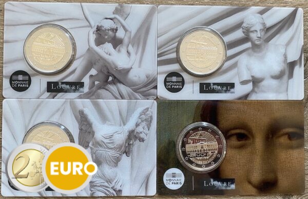 4 x 2 Euro Frankreich 2025 - Louvre Stgl. Coincard