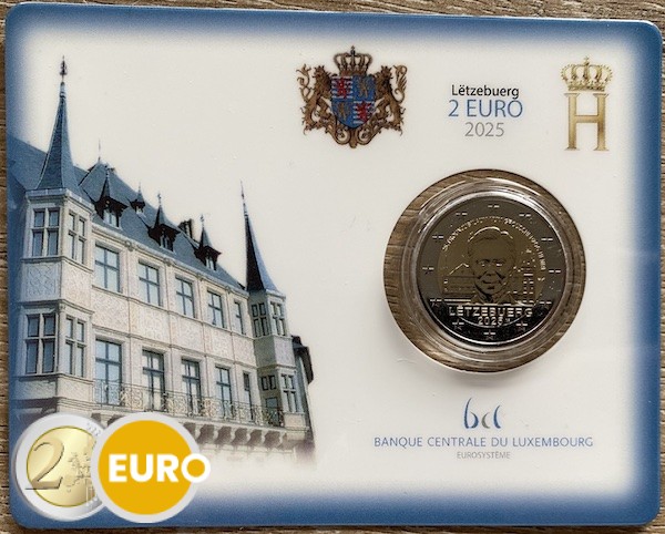 2 euro Luxemburg 2025 - 25 jaar troonsbestijging Henri BU FDC Coincard KNM Muntteken