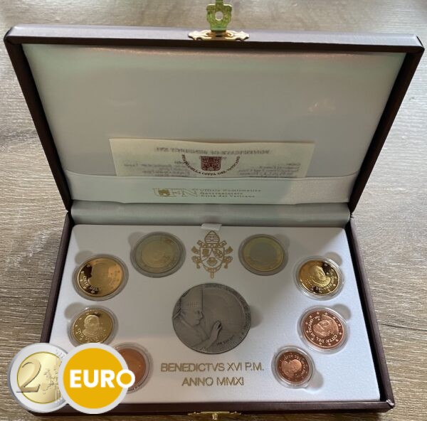 Euro set BE Proof Vatican 2011 + Silver medal Vatican Library