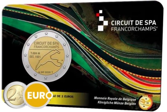 2 euros Bélgica 2025 - Spa-Francorchamps BU FDC Coincard FR
