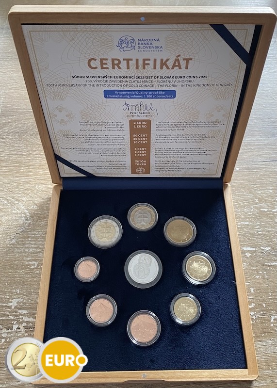 Serie de euro BE Proof Eslovaquia 2025 - Florín de oro - Caja de madera