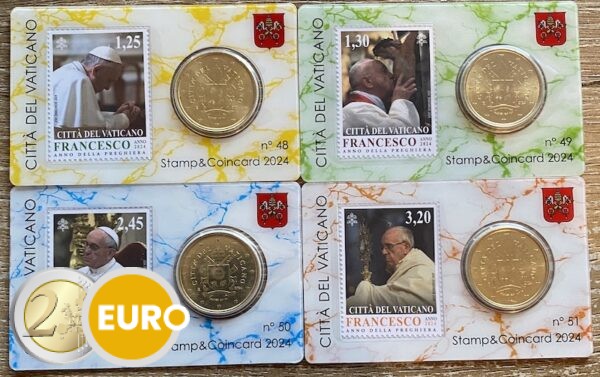 50 Cent und Briefmark Coincard Vatikan 2024 - nr 48 + 49 + 50 + 51