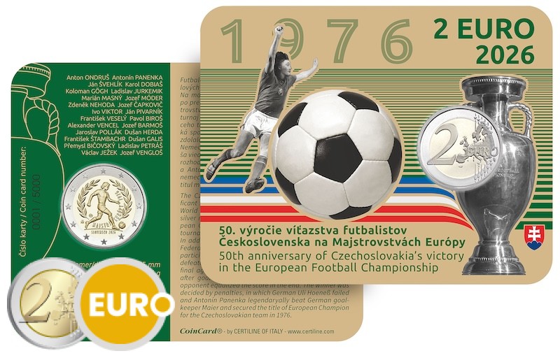2 Euro Slowakei 2026 - Sieg Fußball-Europameisterschaft 1976 Stgl. Coincard
