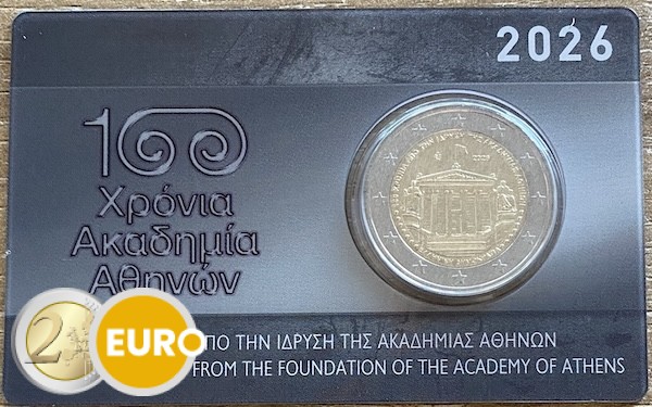 2 Euro Griechenland 2026 - Akademie von Athen Stgl. Coincard