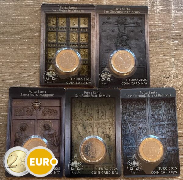 1 Euro Vatikan 2025 Coincard nr 05 + 06 + 07 + 08 + 09 Heilige Türen