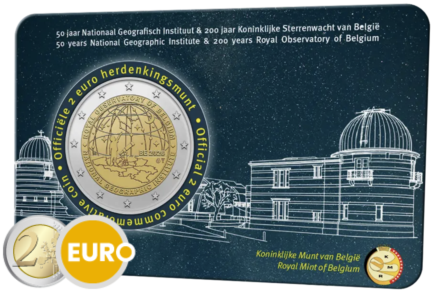 2 Euro Belgien 2026 - Nationales Geographisches Institut und Königliche Sternwarte Stgl. Coincard NL